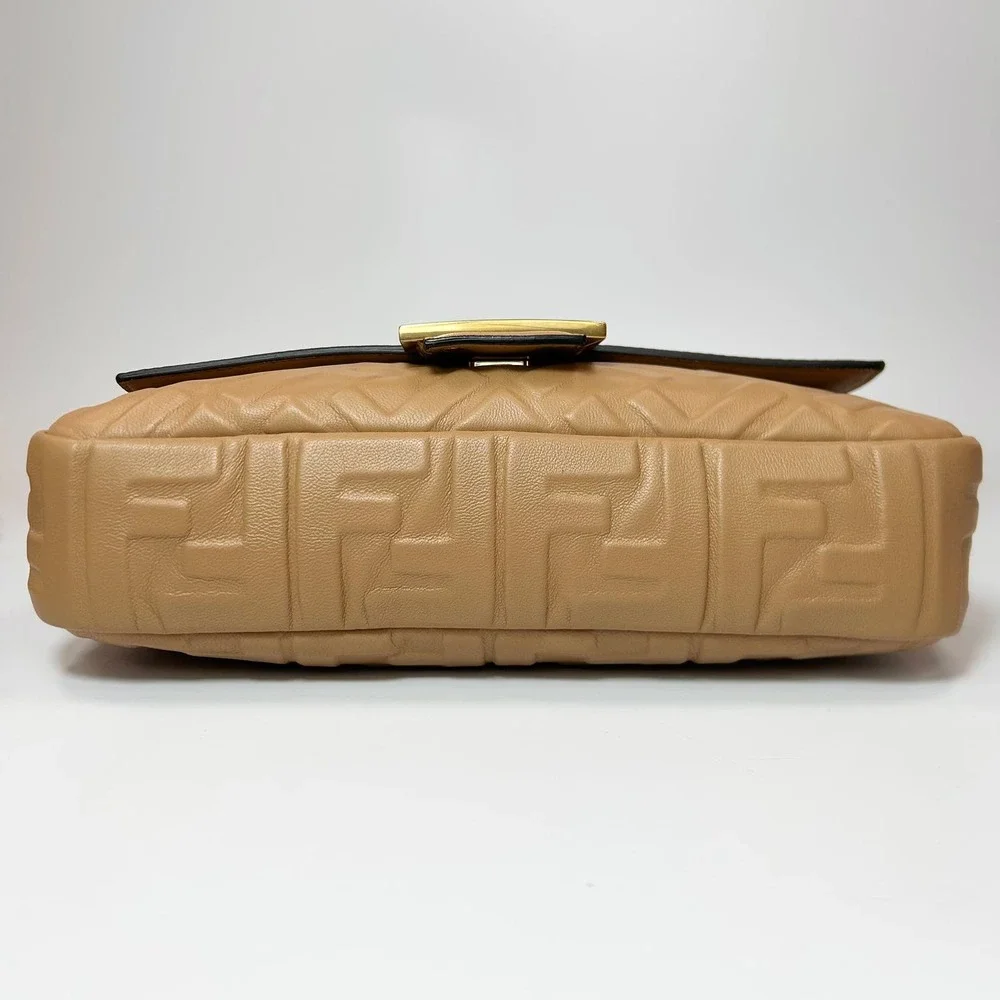 Fendi Nappa FF 1974 Embossed Baguette Bag Beige - Picture 7 of 15